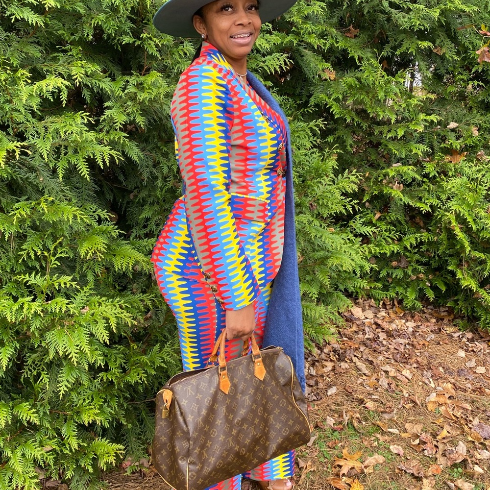 Colorful pants suit! Worn twice!